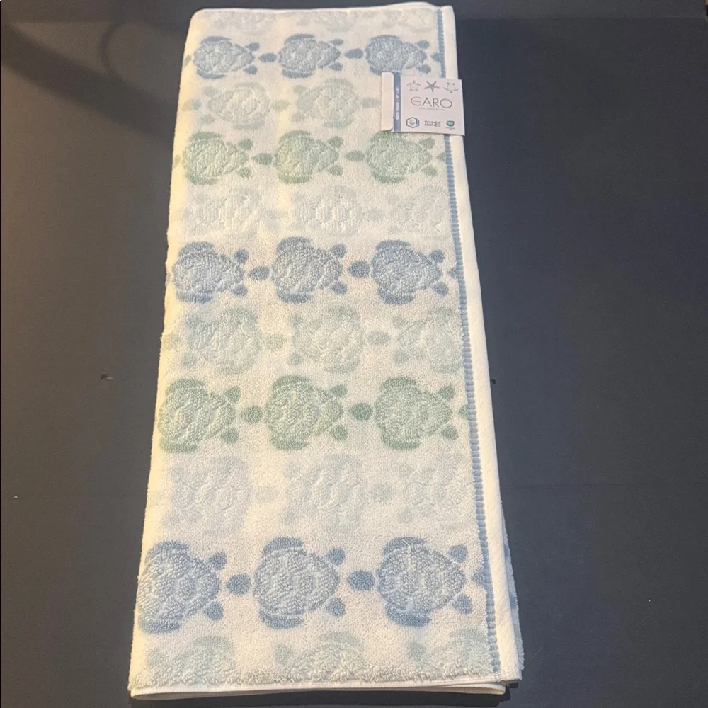 4pc CARO HOME 100% Cotton Tortuga Tile Bath Towel Set - Green/Blue